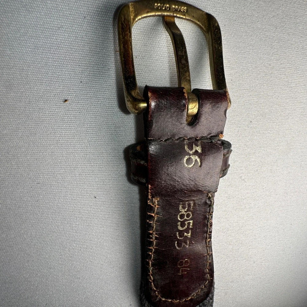 Canterbury Leather Belt Mens 36 Brown Woven Wool Brass Buckle Geometric Tribal‎